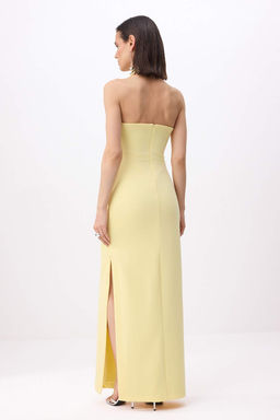 Sar? Derin V Yakal? Dokuma Maxi Abiye & Mezuniyet Elbisesi TPRSS26AE00077