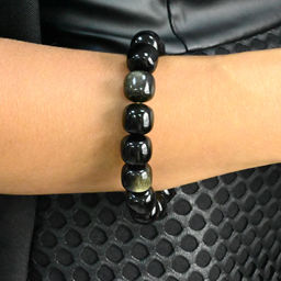 Обсидиан золотистый браслет мужской рондель 14*12мм