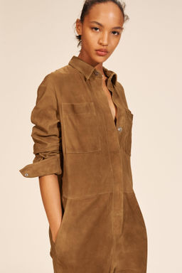 LIMITED EDITION SUEDE LEATHER JUMPSUIT - Zara фото 2