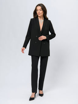 Жакет черного цвета с отложным воротником и длинными рукавами - 1001dress фото 2