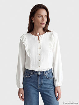 Ba?lamal? Yaka F?rf?rl? Bluz