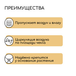Цена за 3 шт. Чехол для растений, трапеция на шнурках, 75×70 см, спанбонд с УФ-стабилизатором, плотность 60 г/м², Greengo
