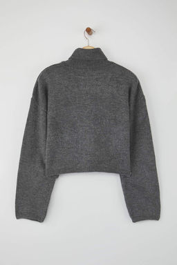 Kahverengi Wardrobe Essentials Genis Kal?p Yumusak Dokulu Crop/K?sa Triko Kazak TWOAW26KZ00113 - Trendyolmilla фото 12