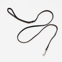 Поводок кожаный однослойный, простроченный, 1.37 м х 1 см, чёрный - Пижон фото 2