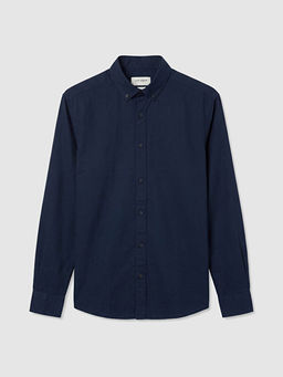 Regular Fit Keten G?r?n?ml? Erkek G?mlek