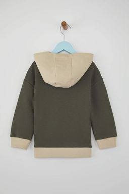 Haki Pamuklu Slogan Bask? Kapusonlu Oversize Orme Erkek Cocuk Sweatshirt TKDAW26SW00011 - Trendyolmilla фото 5