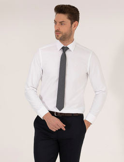 Beyaz Slim Fit Uzun Kollu Klasik G_mlek