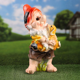 Садовая фигура из полистоуна «Гном с собачкой», 46×22×23 см