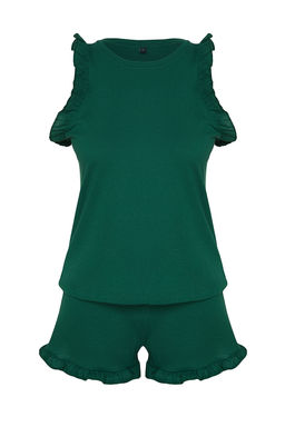 Trendyolmilla Siyah %100 Pamuklu F?rf?rl? Sortlu Orme Pijama Tak?m? THMSS22AU0304 фото 7