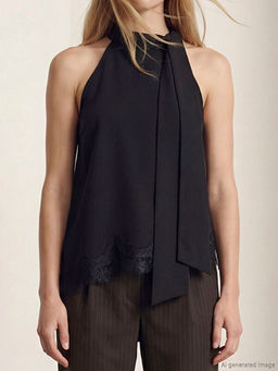 Halter Yaka Asimetrik Kesim Bluz