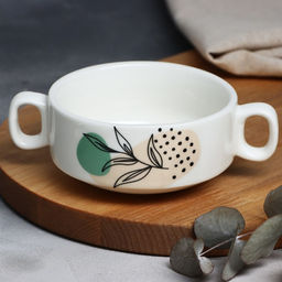 Тарелка глубокая керамическая «Веточка», 220 мл, 10.5×5 см