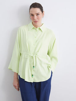 Ba?lamal? ?p Detayl? Oversize Kad?n G?mlek