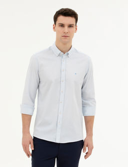 A__k Mavi Slim Fit Uzun Kollu G_mlek