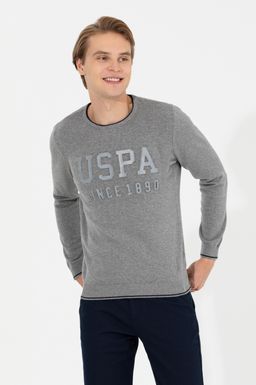 U. S. Polo Assn Мужской серый меланжевый трикотаж с круглым вырезом