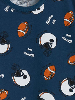 Bisiklet Yaka Bask?l? Erkek ?ocuk Ti??rt 2li