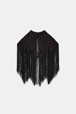 BEADED TULLE TOP WITH FRINGING