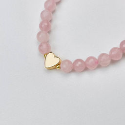 Браслет из мадагаскарского Розового кварца со вставкой "Сердце" 17 см