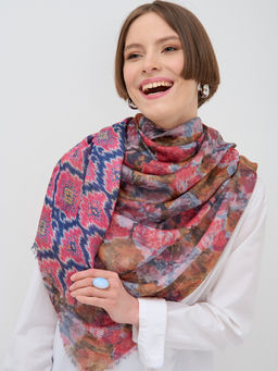 Оригинальный двусторонний платок с бахромой