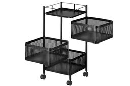 Этажерка 3-х ярусная 27*27*64 см Черная с выдвижными корзинами, на колесиках, металлическая - Elan gallery фото 3