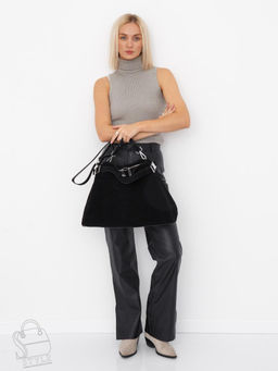 Сумка женская кожаная 6149Q black Polina&Eiterou