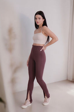 11696 Леггинсы в рубчик коричневые - Martichelli фото 8