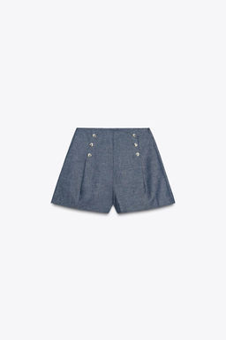 BUTTON DETAIL BERMUDA SHORTS IN A LINEN BLEND - Zara фото 7