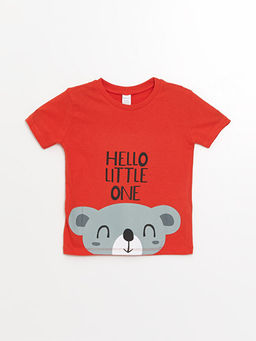 Bisiklet Yaka K?sa Kollu Bask?l? Erkek Bebek Ti??rt