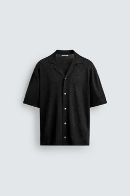 CAMISA PUNTO LINO - ALGOD?N / Negro - Zara фото 7