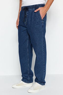 Lacivert Regular Beli Lastikli Jeans Bol Kot Pantolon TMNAW24JE00025