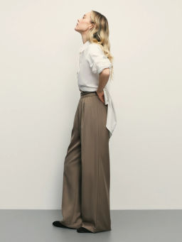 Широкие брюки с контрастными деталями на поясе / Zarina  фото 2