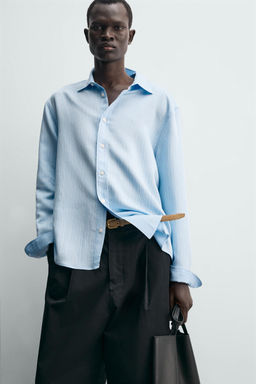 CAMISA FLUIDA RAYAS / Azul claro - Zara фото 5