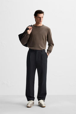 COTTON/WOOL PLEATED TROUSERS - Zara фото 10