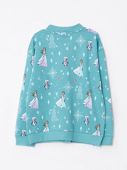 Kolej Yaka Elsa Bask?l? Uzun Kollu K?z ?ocuk Fermuarl? Sweatshirt - Waikiki фото 2