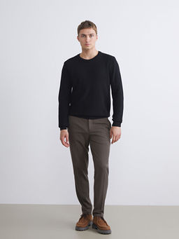 Bisiklet Yaka Kareli Erkek Triko Kazak