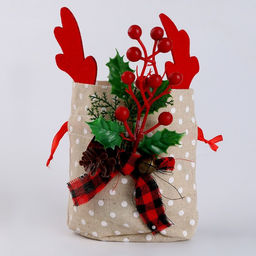 Мешок для подарков с рогами, 22х12 см, виды МИКС