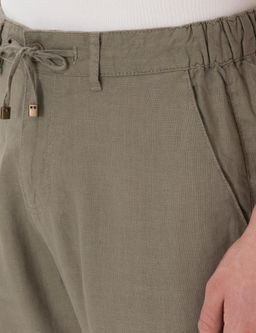 Haki Carrot Fit Keten Kanvas Pantolon