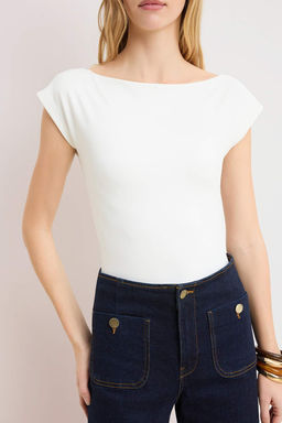 Ekru Fitted/Vucuda Oturan Kay?k Yaka Esnek C?tc?tl? Orme Body TWOSS24BD00029