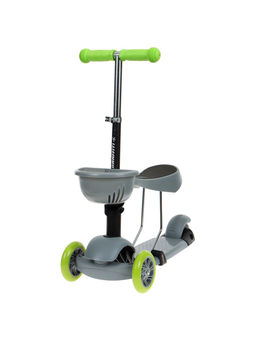 Самокат 2 в 1 GRAFFITI Kids, с корзинкой, колёса PU 120/75 мм, цвет серый