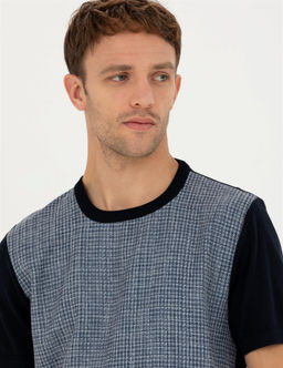 Lacivert Slim Fit Bisiklet Yaka Triko Ti__rt