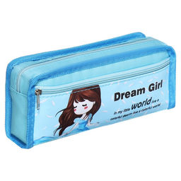 Пенал школьный на молнии Calligrata «Аниме», 2 отделения, голубой