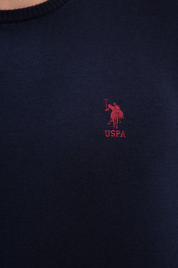 U. S. Polo Assn / Мужской трикотажный свитер темно-синего цвета с круглым вырезом Basic - U.s. polo assn фото 10