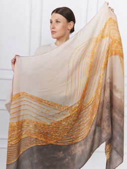 Большой, мягкий, тонкий и очень нежный двусторонний палантин с рисунком - Tantino фото 11