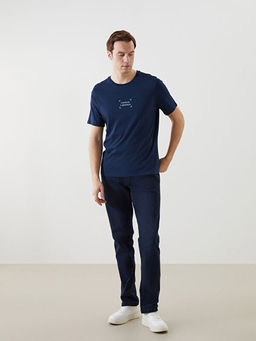 Bisiklet Yaka K?sa Kollu Bask?l? Penye Erkek Ti??rt