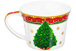 Чайная пара 2 пр. 250 мл 12,5*9,5*7 см Новогодняя ёлка красный узор NEW BONE CHINA - Elan gallery фото 9