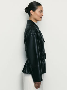 Куртка из искусственной кожи с ремнём / Zarina  фото 4