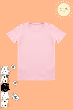 Beyaz-Pembe 2li K?z Cocuk Pamuklu Basic Regular Kal?p K?sa Kol Orme T-Shirt TKDSS24TS00021 - Trendyolmilla фото 6
