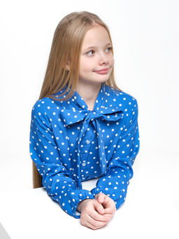 Платье подростковое в горох UD 7014 св.голубой горох - Mini maxi фото 19