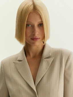 Жакет-платье макси в полоску, ML891/ginger - Emka фото 4