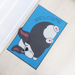Коврик влаговпитывающий придверный «Доляна. Бульдог», без окантовки, 38×57 см, синий