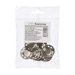 Кнопка пришивная Gamma KL-25G магнитные металл d 25 мм 5 шт №01 под никель